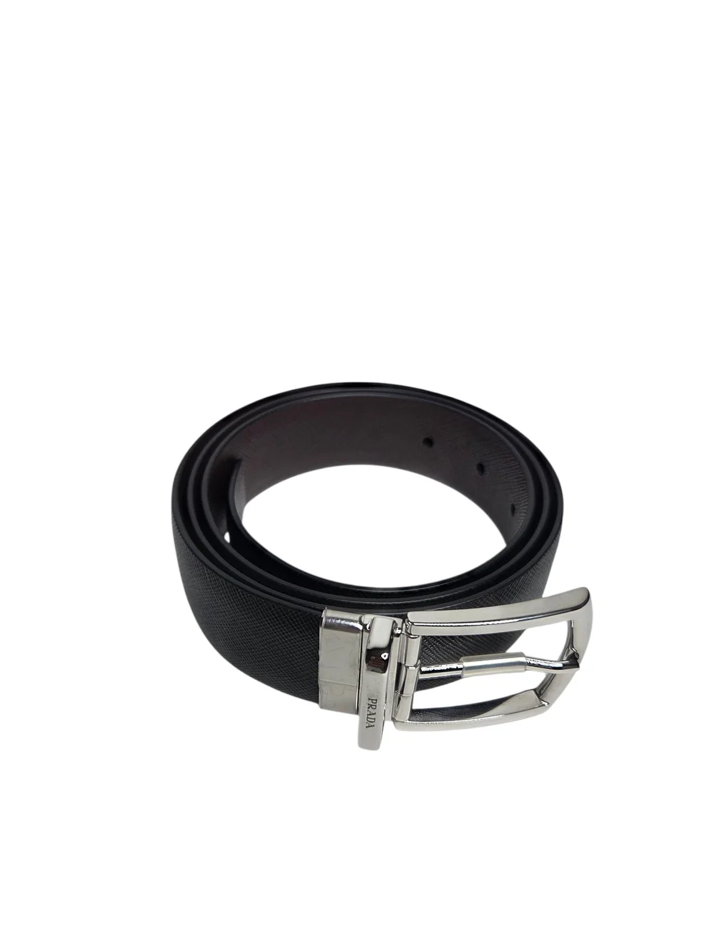 Prada Saffiano Reversible Leather Belt - Black/Brown